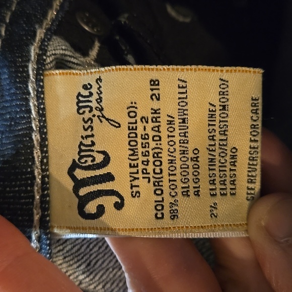 Miss Me Jeans Size 30 x 30 Denim Dark Boot Cut Rhinestone Pockets - Picture 15 of 16
